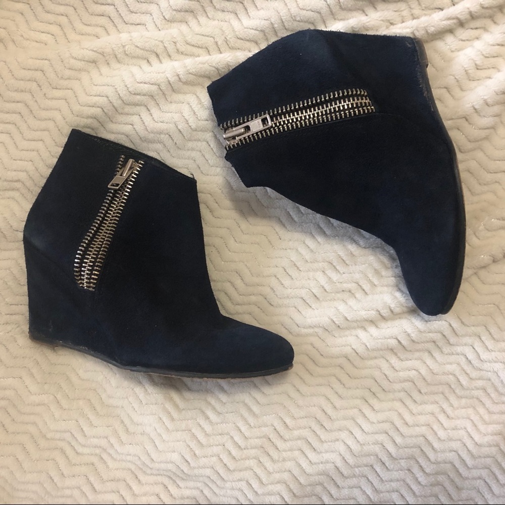 Free People Orlando Blue Suede Booties 7